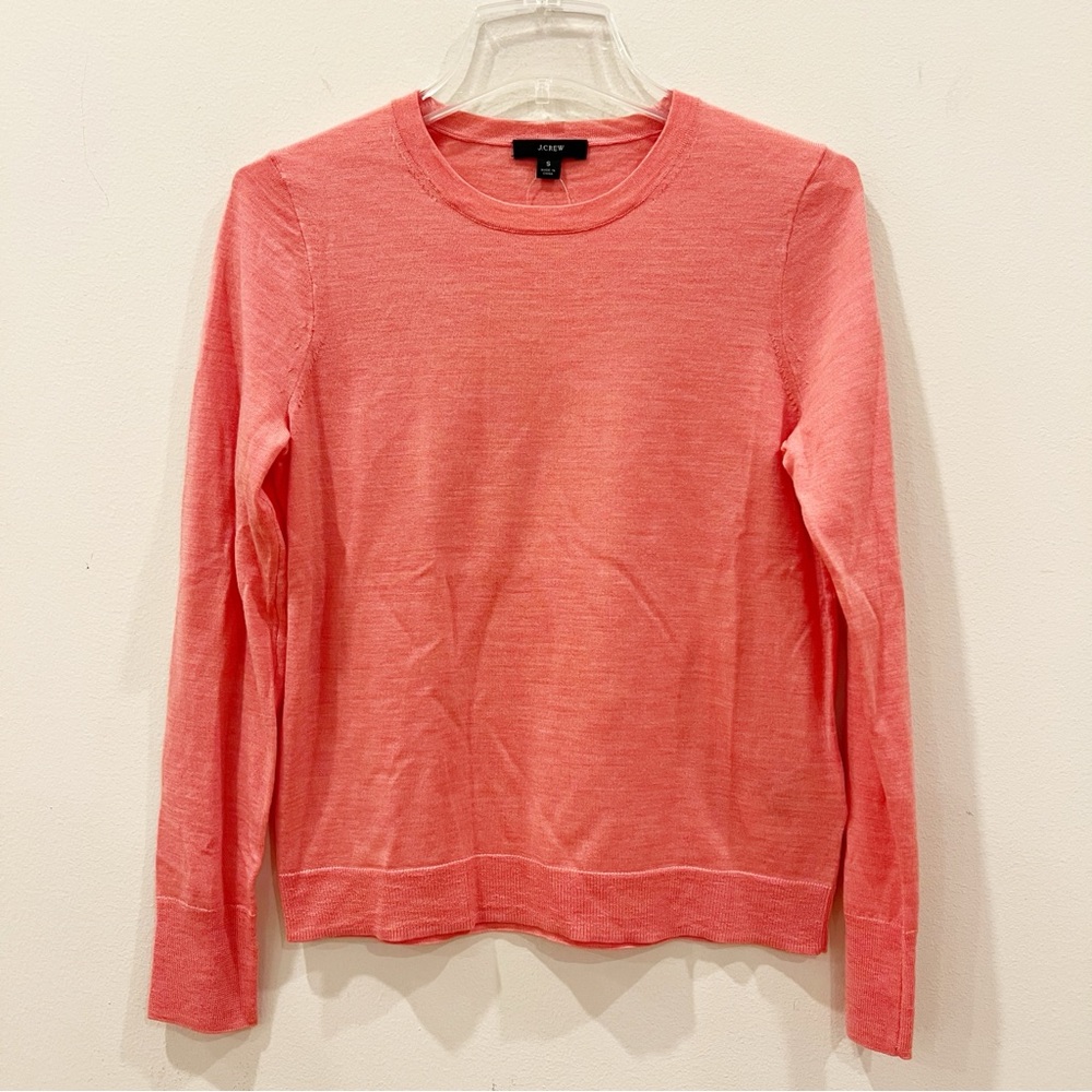 J Crew Sweater Womens Small Pink Merino Wool Long Sleeve Crewneck Preppy Dressy
